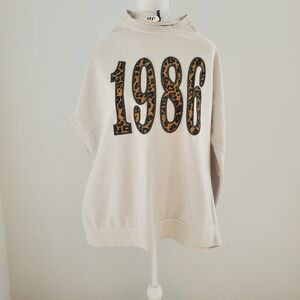 Rare Bolo * HOXTON Women's Leopard Print Pullover 1986 Applique Neutral Sand